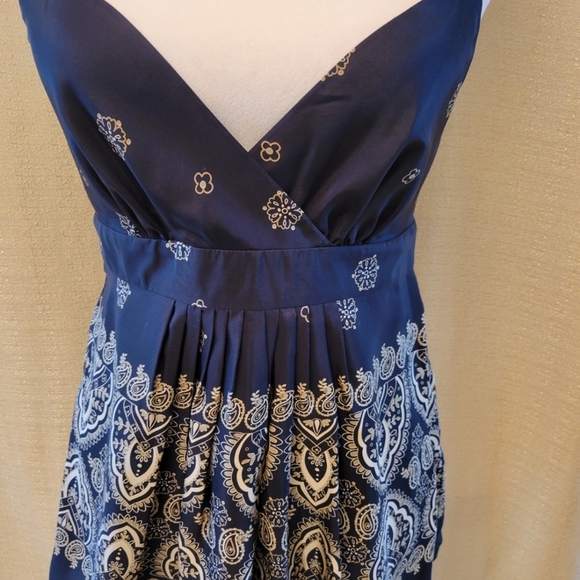 Banana Republic Tops - Banana Republic Silk Cami Womens Size 2 Blue Gold Paisley Print Adjustable Strap